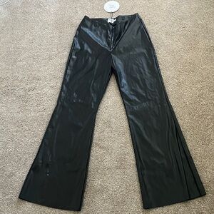 Princess Polly Valla Faux Leather Flare Pants Black Biker Size 4‎ NWT